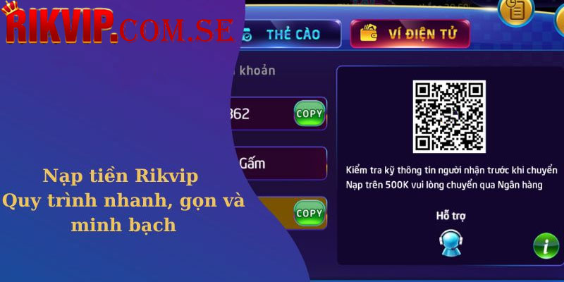 Hướng dẫn nạp tiền vào nhà cái Rikvip